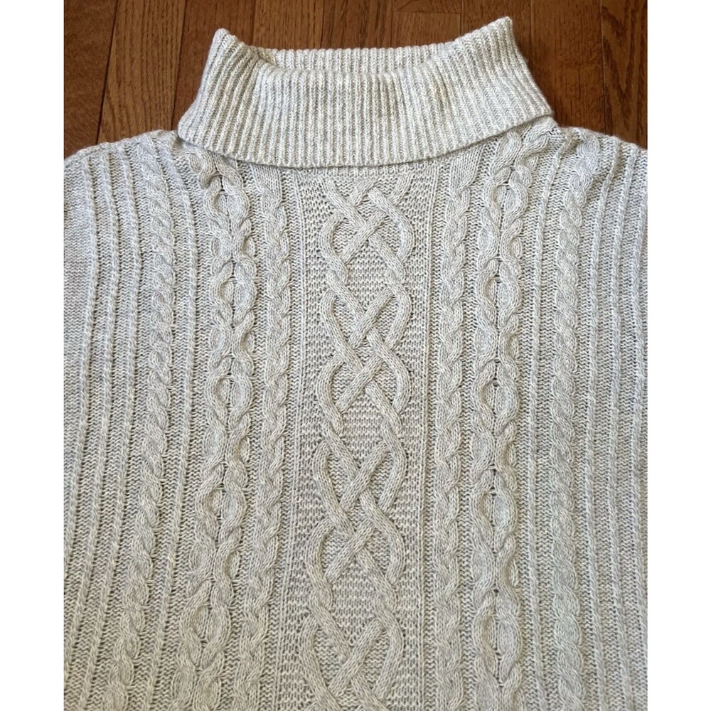 LOFT Beige Cable Knit Turtleneck Sweater Size 2XL Cream Cozy Neutral Minimalist